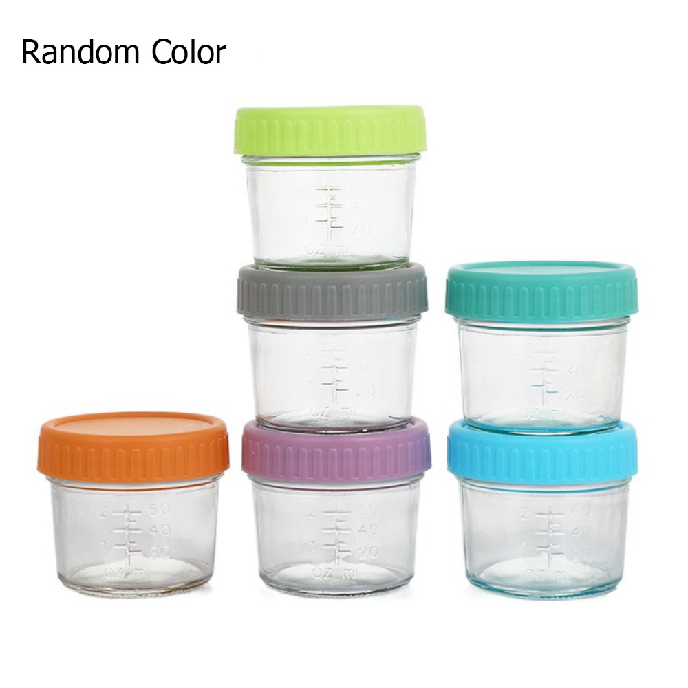 Baby Food Glass Jar - 6個入り 多目的ガラス製ベビーフードジャー 再利用可能 目盛り付き ディップソースカップ 蓋付きで漏れ防止