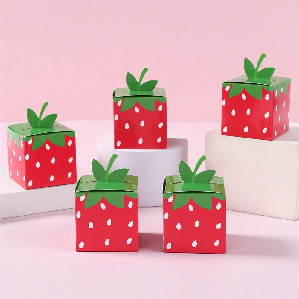 Food Box Baby - 10 個甘いフルーツイチゴテーマ紙クッキーキャンディボックスギフト包装ボックス子供の誕生日ベビーシャワーウェディングパーティーの装飾