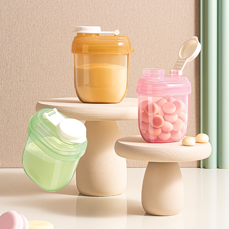 Baby Food Glass Jar - 粉ミルクディスペンサー、ポータブルワンミールワンコンパートメントデザイン、漏れ防止シール、小型保存容器