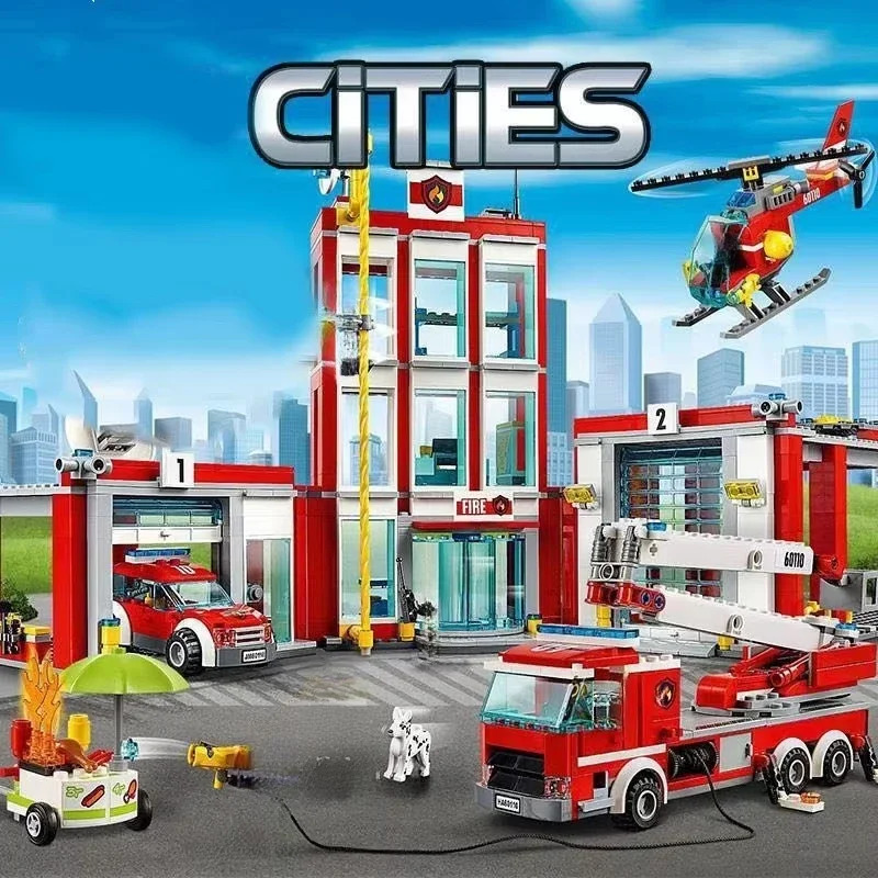 市消防署ヘリコプタートラックガレージ消防署ビルディングブロッ - Lego Set City のレビューと価格