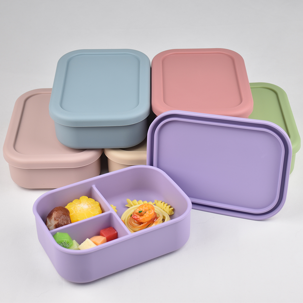 3つのコンパートメントに分かれた食品グレードシリコン製弁当箱 - Baby Food Glass Jar のレビューと価格
