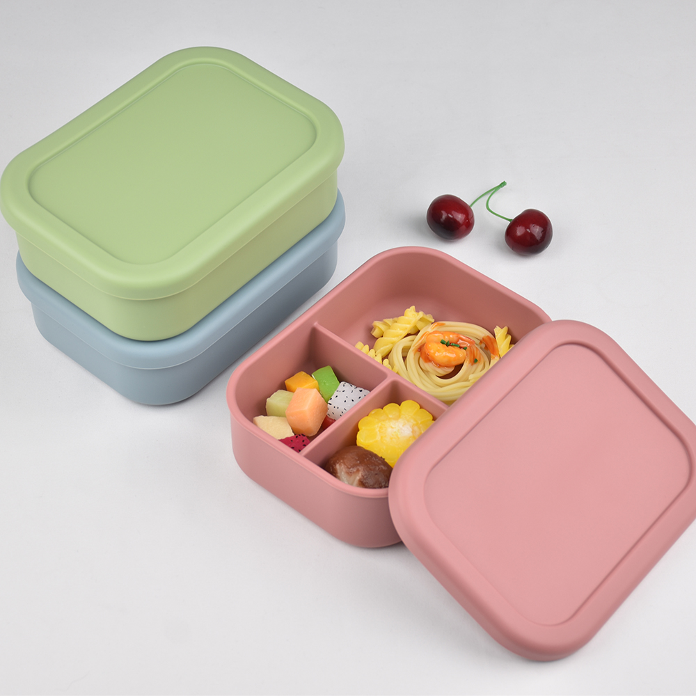 3つのコンパートメントに分かれた食品グレードシリコン製弁当箱 - Baby Food Glass Jar のレビューと価格