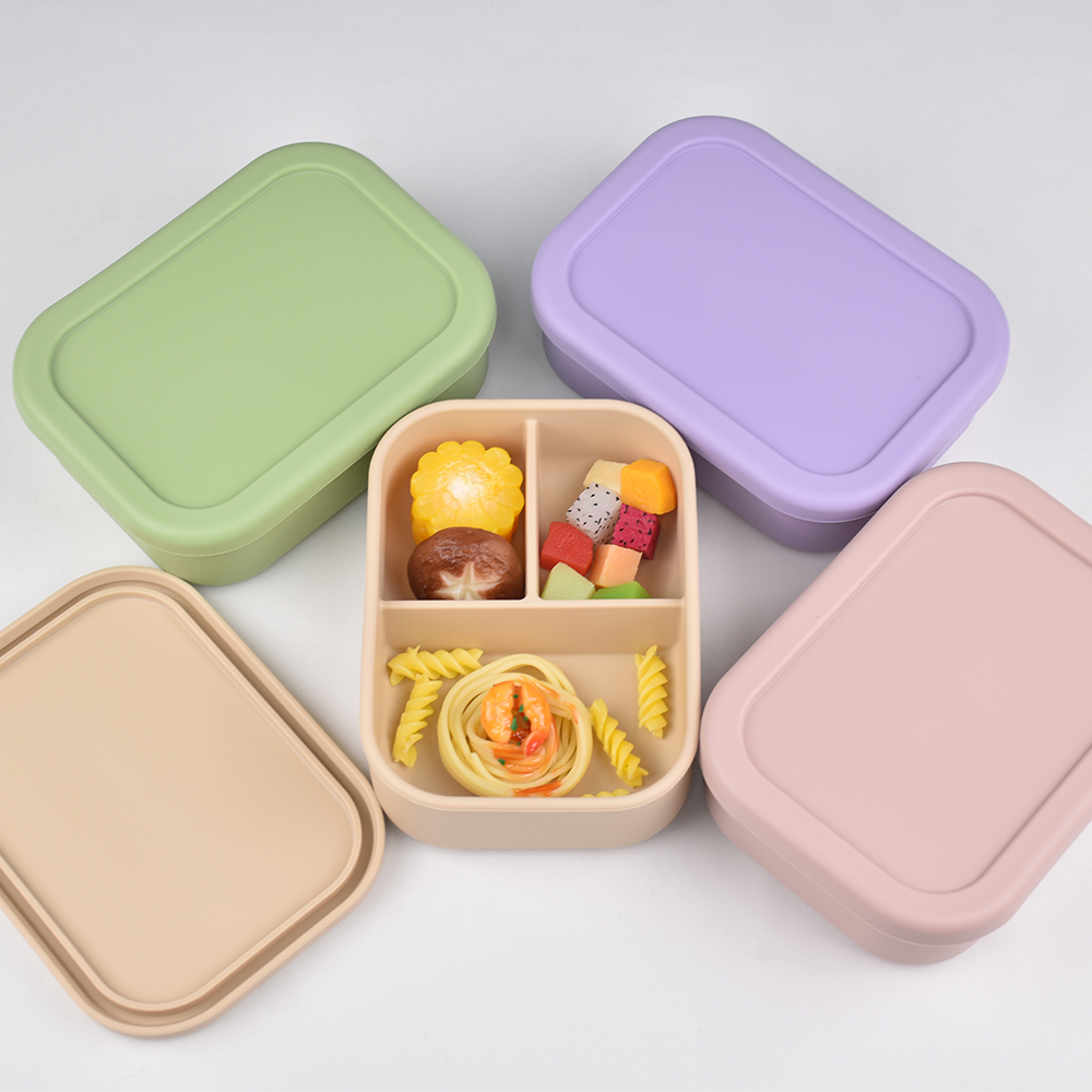 3つのコンパートメントに分かれた食品グレードシリコン製弁当箱 - Baby Food Glass Jar のレビューと価格