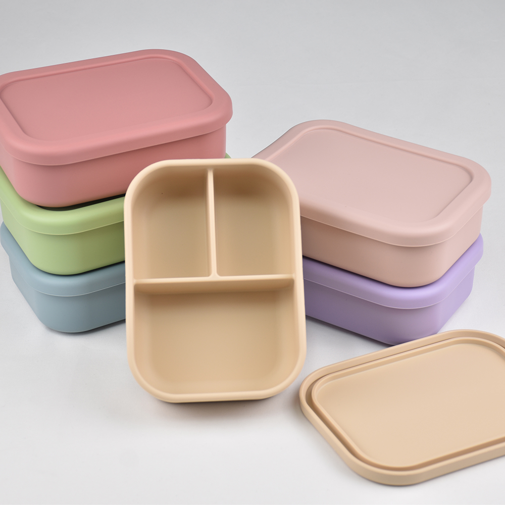 3つのコンパートメントに分かれた食品グレードシリコン製弁当箱 - Baby Food Glass Jar のレビューと価格