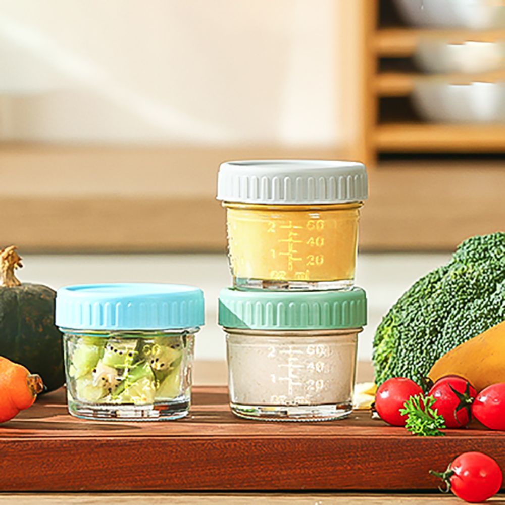6個入り 多目的ガラス製ベビーフードジャー 再利用可能 目盛 - Baby Food Glass Jar のレビューと価格