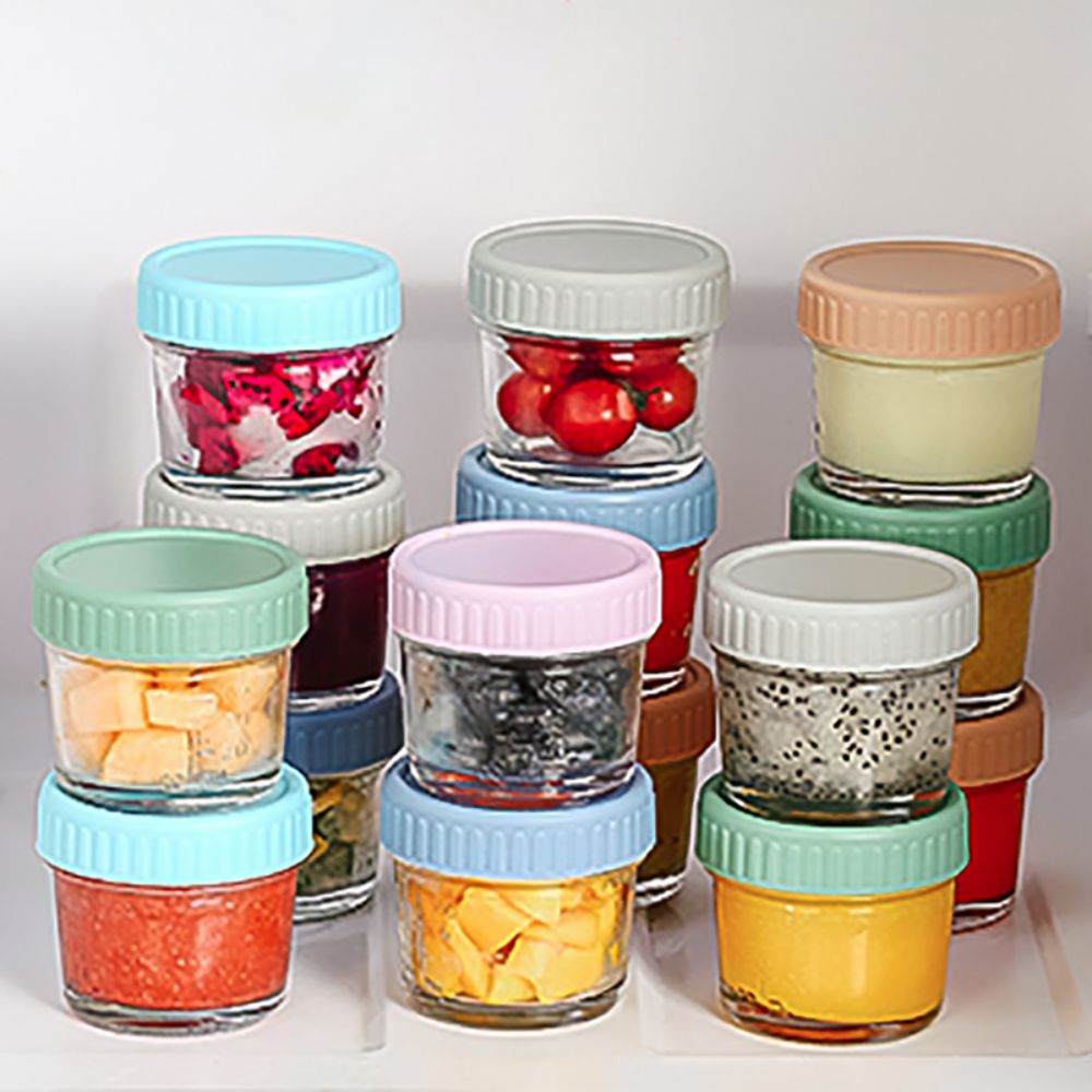 6個入りガラス製ベビーフードジャー 再利用可能 目盛り付き  - Baby Food Glass Jar のレビューと価格
