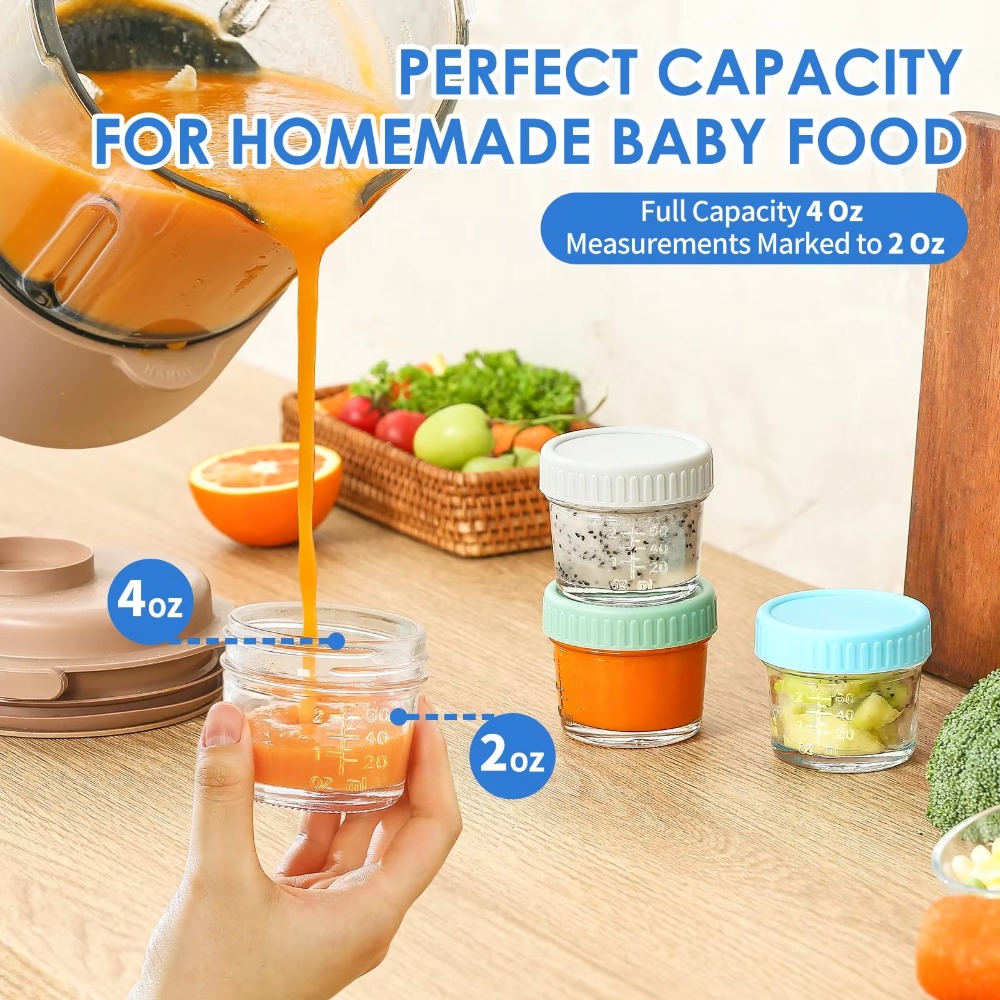 6個入り多目的ガラス製ベビーフードジャー 蓋付き再利用可能  - Baby Food Jars With Lids のレビューと価格