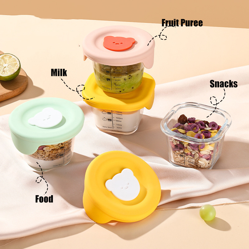 ふた付きベビーフード収納ジャー、幼児用の漏れ防止スナックピュ - Baby Food Glass Jar のレビューと価格